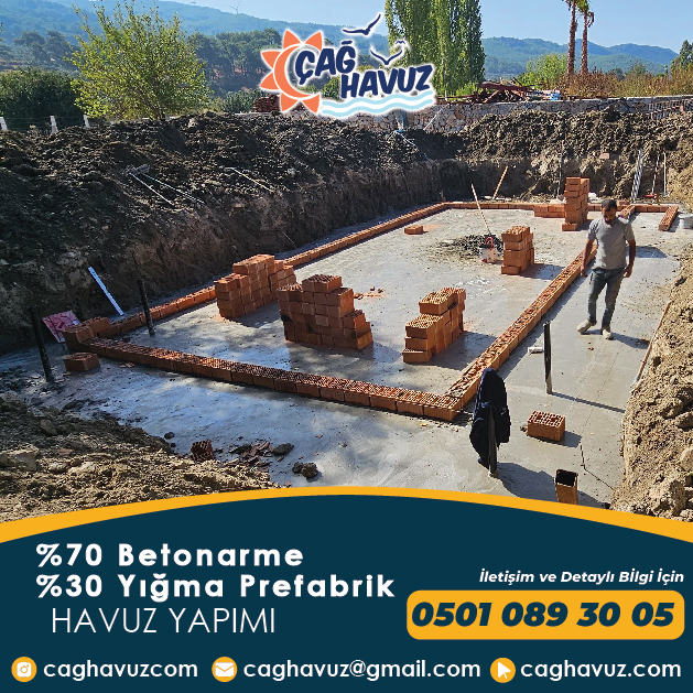 %70 Betonarme %30 Yığma Blok Prefabrik Havuz Yapımı